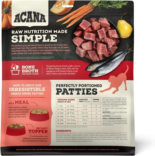 Acana 'Kentucky Dogstar Chicken' Patties Ranch Freeze-Dried Dog Treats - Raised Beef Recipe - Image 2