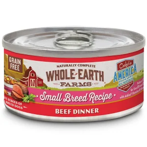 Whole Earth Farms Grain Free Small Breed Beef Dinner Canned Dog Food - 3 oz Cans - Case of 24
