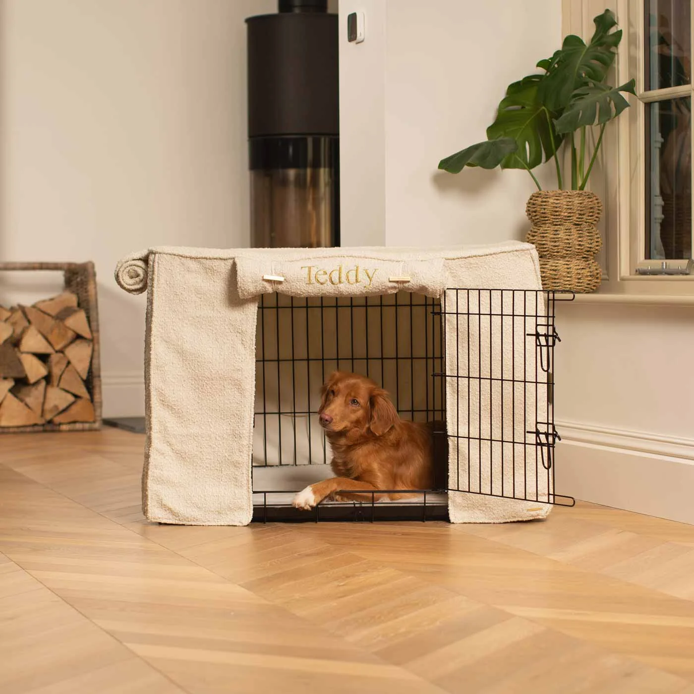 Dog Crate Cover in Ivory Bouclé by Lords & Labradors - Image 2