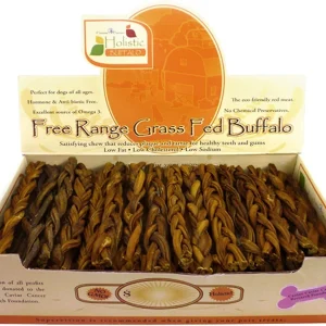 Canine Caviar Free-Range Fed Braided Buffalo Stix Natural Dog Bully Sticks - 6 Inch - 50 Count