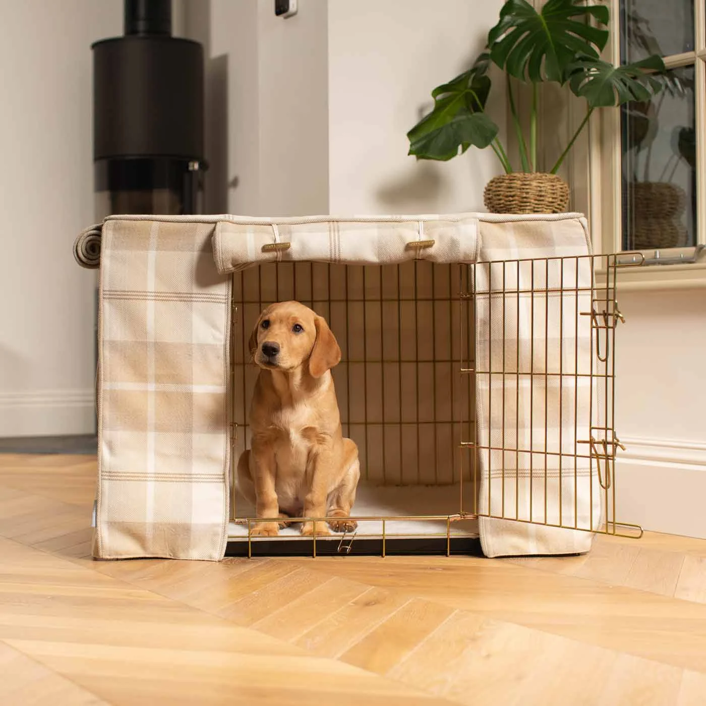 Dog Crate with Crate Cover in Balmoral Natural Tweed by Lords & Labradors - Image 2