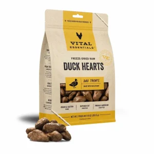 Vital Essentials Freeze-Dried Raw Duck Hearts Dog Treats 10 oz