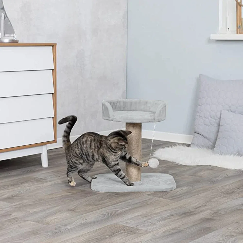 Furrlovers Jute Scratching Posts with Hanging Ball Activity Tree for Cats (Grey) - Image 2