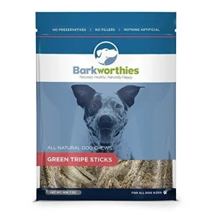 Barkworthies Belly Bark Green Tripe Sticks Dog Chew Treat - 7 oz Bag