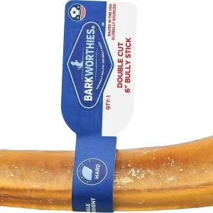 Barkworthies Odor Free American Baked Dog Bully Sticks - 6" Double Cut - 50 ct Case - Case of 1