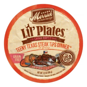 Merrick Lil' Plates Grain-Free Lil' Tubs Teeny Texas Steak Tips Small Breed Dog Food - 3.5 oz Tubs - Case of 12