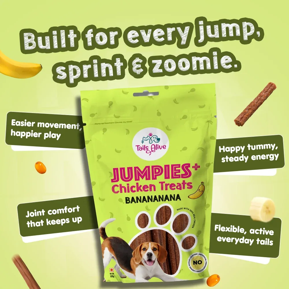Tails Alive Jumpies+ Banana Chicken Treats Chew Sticks for Dogs - Image 2