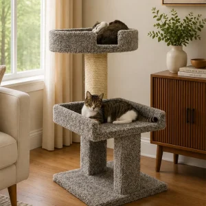 32″ Compact Cat Perch for Large Cats | Solid Wood & Sisal – Made in USA