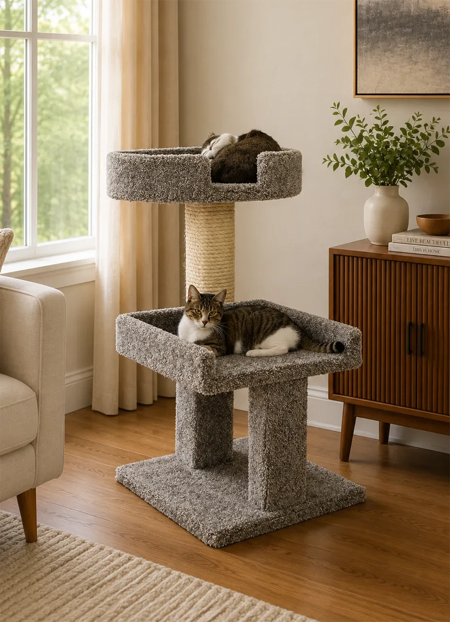 32″ Compact Cat Perch for Large Cats | Solid Wood & Sisal – Made in USA