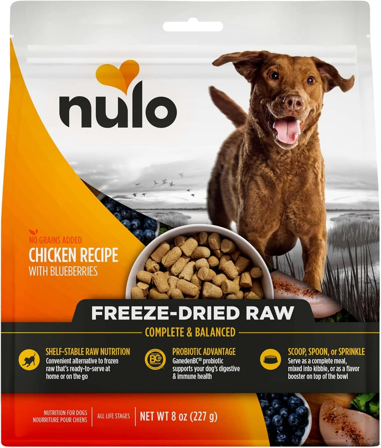 Nulo Grain-Free Freeze-Dried Raw Chicken with Blueberries Complete and Balanced Dry Dog Food