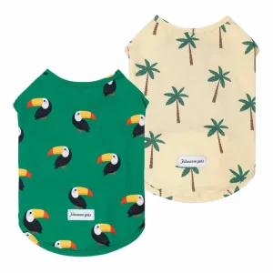2 Pack Toucan & Tropical Palm Tree Dog Uv Protection Shirt