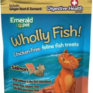 Emerald Pet Wholly Fish! Salmon + Digestive Health Crunchy Cat Treats - 3 oz Bag