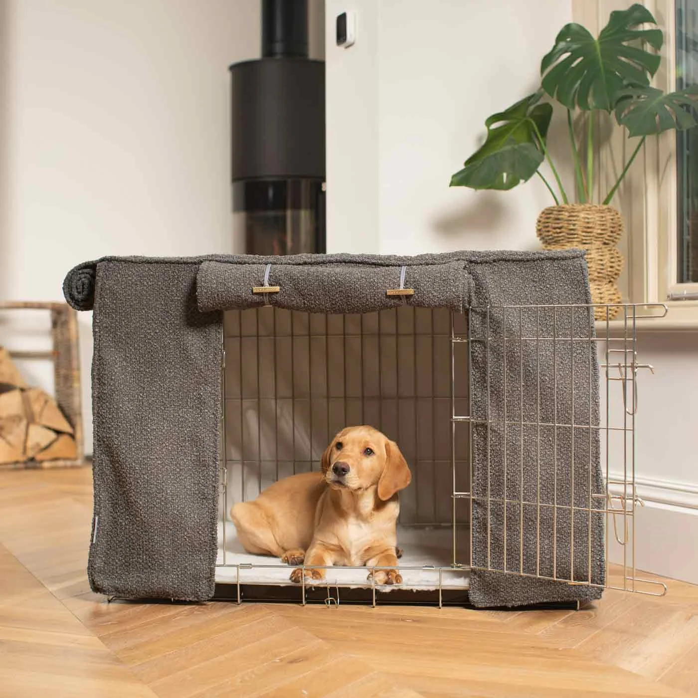 Dog Crate Cover in Granite Bouclé by Lords & Labradors - Image 2