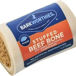 Barkworthies 3"-4" Shin Bone Stuffed with Pumpkin Sweet Potato & Carrot Dog Chew Treats - 15 ct Case - Case of 1