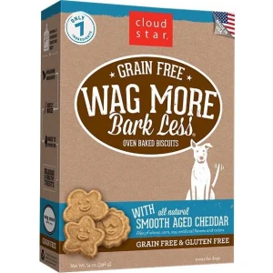 Cloud Star Grain-Free Wag More Bark Less Aged Cheddar Cheese Oven Baked Dog Biscuit Treats - 14 oz Box