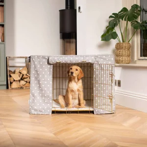 Dog Crate with Crate Cover in Grey Spot by Lords & Labradors