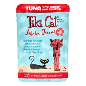 Tiki Cat Grain-Free Aloha Friends Tuna with Shrimp & Pumpkin Wet Cat Food in Pouches - 3 oz Pouches - Case of 12