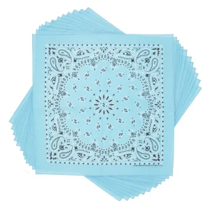 Light Blue Paisley Bandana, 22 inch, 12 Pack