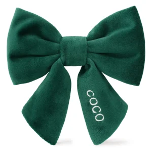 Forest Green Velvet Lady Dog Bow