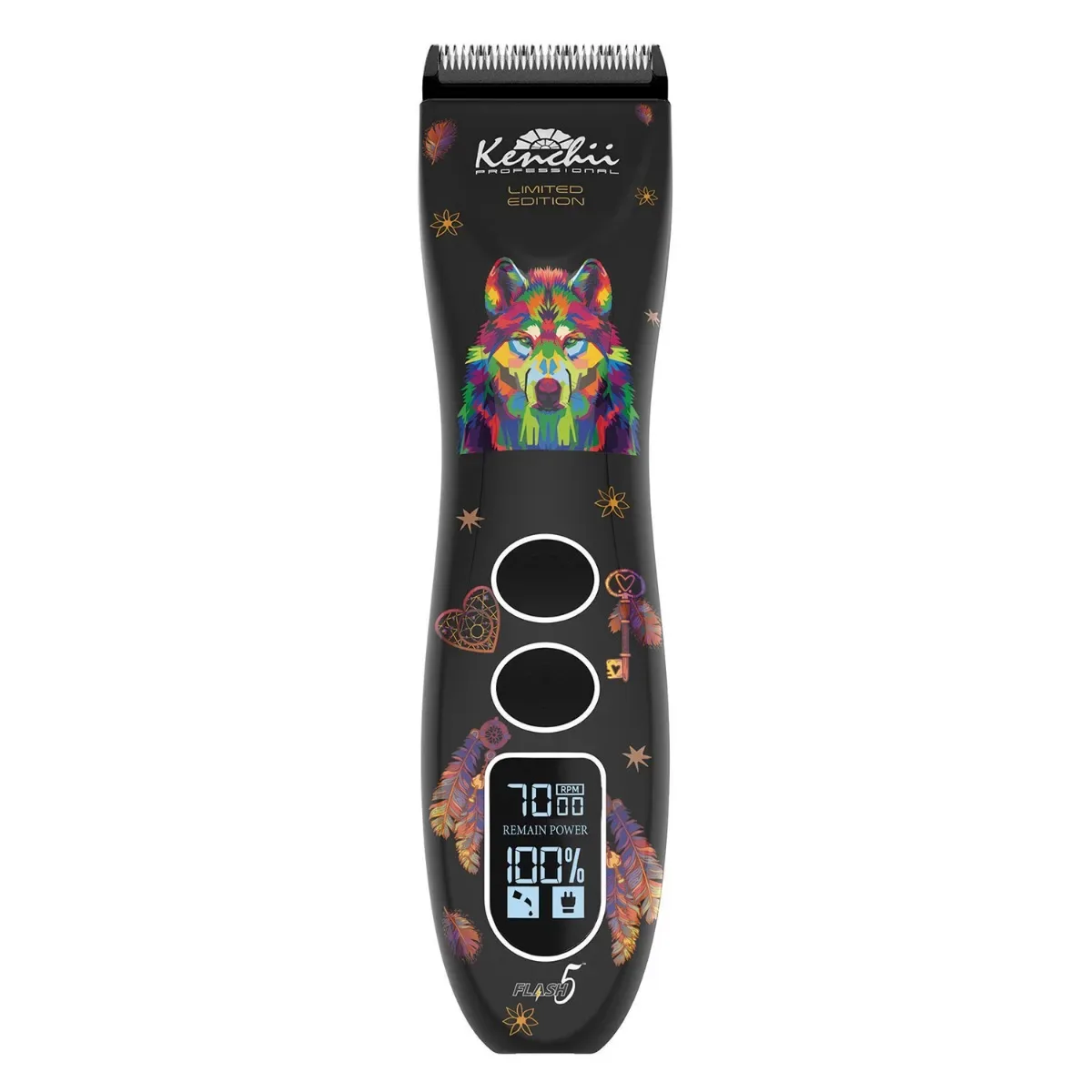 Kenchii Flash5 5-in-1 Digital Cordless Dog Hair Clipper Limited Edition Black Wolf