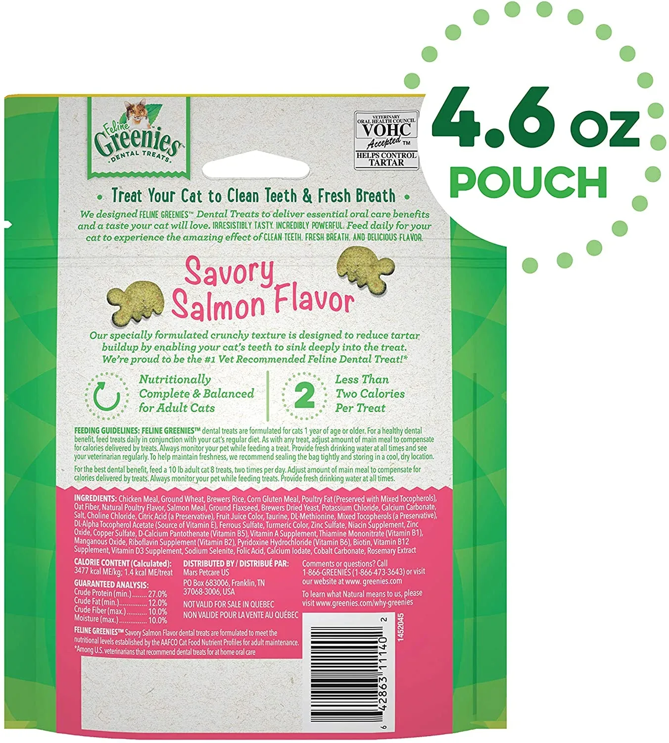 Greenies Feline Salmon Dental Cat Treats - 4.6 oz - Image 2