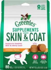 Greenies Skin & Coat Supplement for Dogs - 80 Count - 26.5 oz