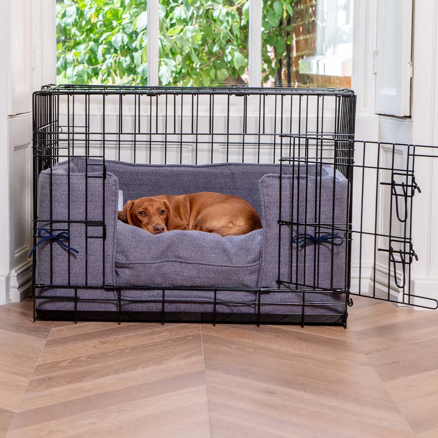 Dog Crate Bumper in Oxford Herringbone Tweed by Lords & Labradors - Image 2