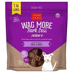 Cloud Star Wag More Bark Less Duck & Apple Dog Jerky Treats - 20 oz Bag