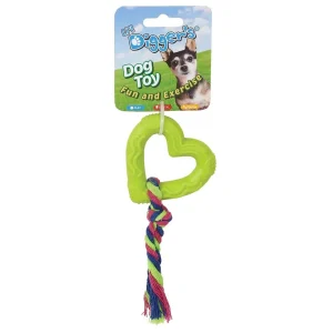 DGR TPR Heart and Rope Dog Toy Lime