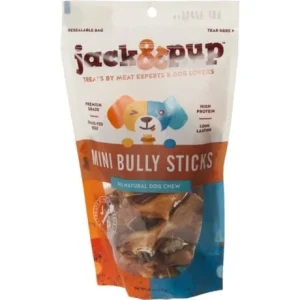 Jack & Pup Mini Bully Sticks Dog Natural Chews - 6 oz Bag