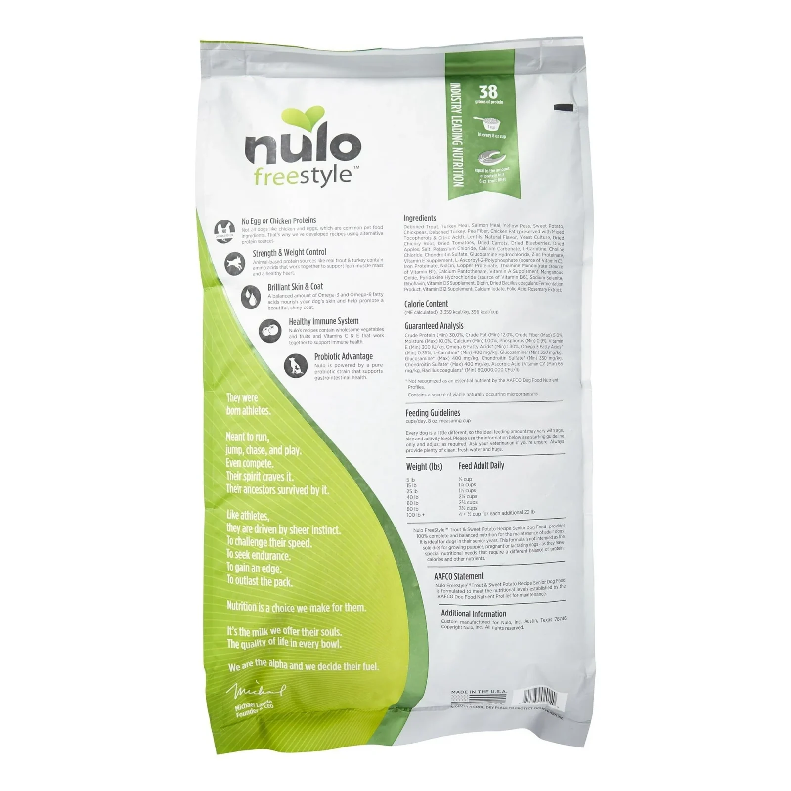 Nulo Freestyle Grain-Free Trout and Sweet Potato with Glucosomine Senior Dry Dog Food - Image 2