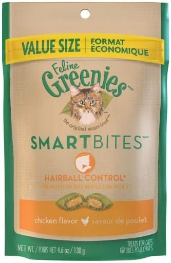 Greenies Feline SmartBites Hairball Control Chicken Dental Cat Treats - 2.1 oz
