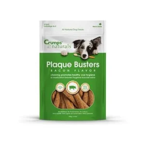 Crumps' Naturals 7" Bacon Style Plaque Busters Dog Dental Hard Chews - 8 Pack