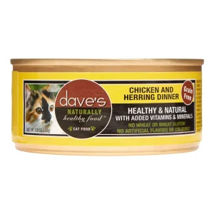 Dave's Pet Food Naturally Healthy Chicken & Herring Dinner Canned Cat Food - 5.5 oz Cans - Case of 24