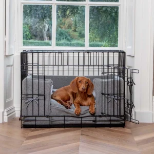 Dog Crate Bumper in Pewter Herringbone Tweed by Lords & Labradors