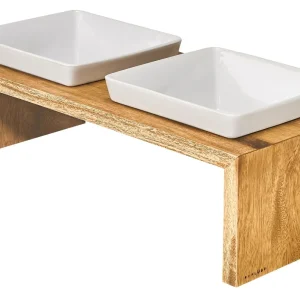 Artisan Double Wood Feeder Bamboo