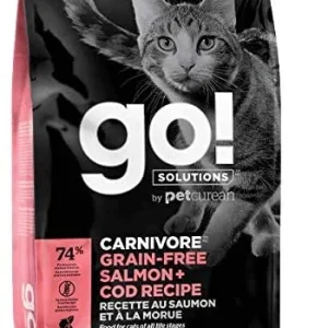 Petcurean GO! Carnivore Grain-Free Salmon & Cod Cat Dry Cat Food - 16 lb Bag