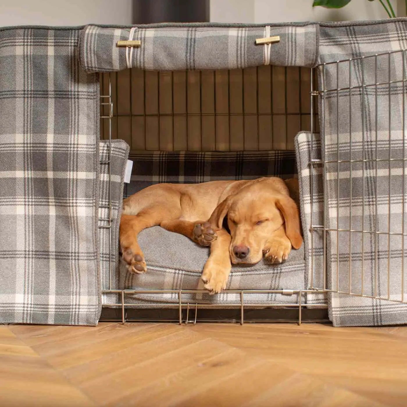 Dog Crate Set In Balmoral Dove Grey Tweed by Lords & Labradors - Image 2