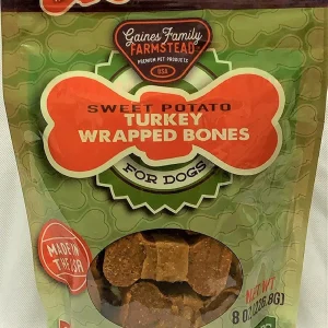 Gaines Family Farm Limited Ingredient Diet Sweet Potato Bone wrapped with Turkey Natural Dog Chews - 8 oz Bag