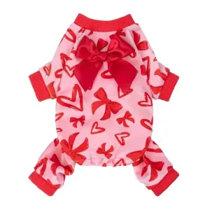 Heart Bow Dog Pajamas