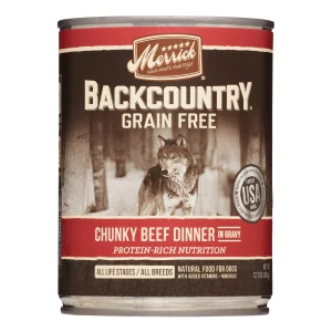 Merrick 'Backcountry' Grain-Free Chunky Beef Canned Wet Dog Food- 12.7 oz Cans - Case of 12