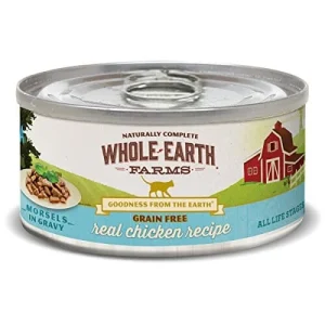 Whole Earth Farms Grain-Free Chicken Morsels in Gravy Recipe Canned Cat Food - 5 oz Cans - Case of 24