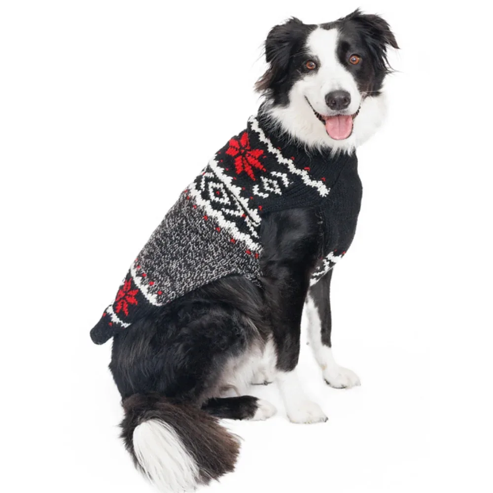 Black Nordic Snowflake Dog Sweater - Image 2