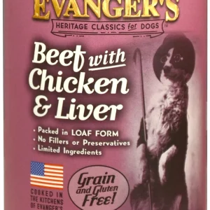 Evanger's Beef Chicken & Liver All Meat Classic Canned Wet Dog Food - 13 oz Cans - Case of 12