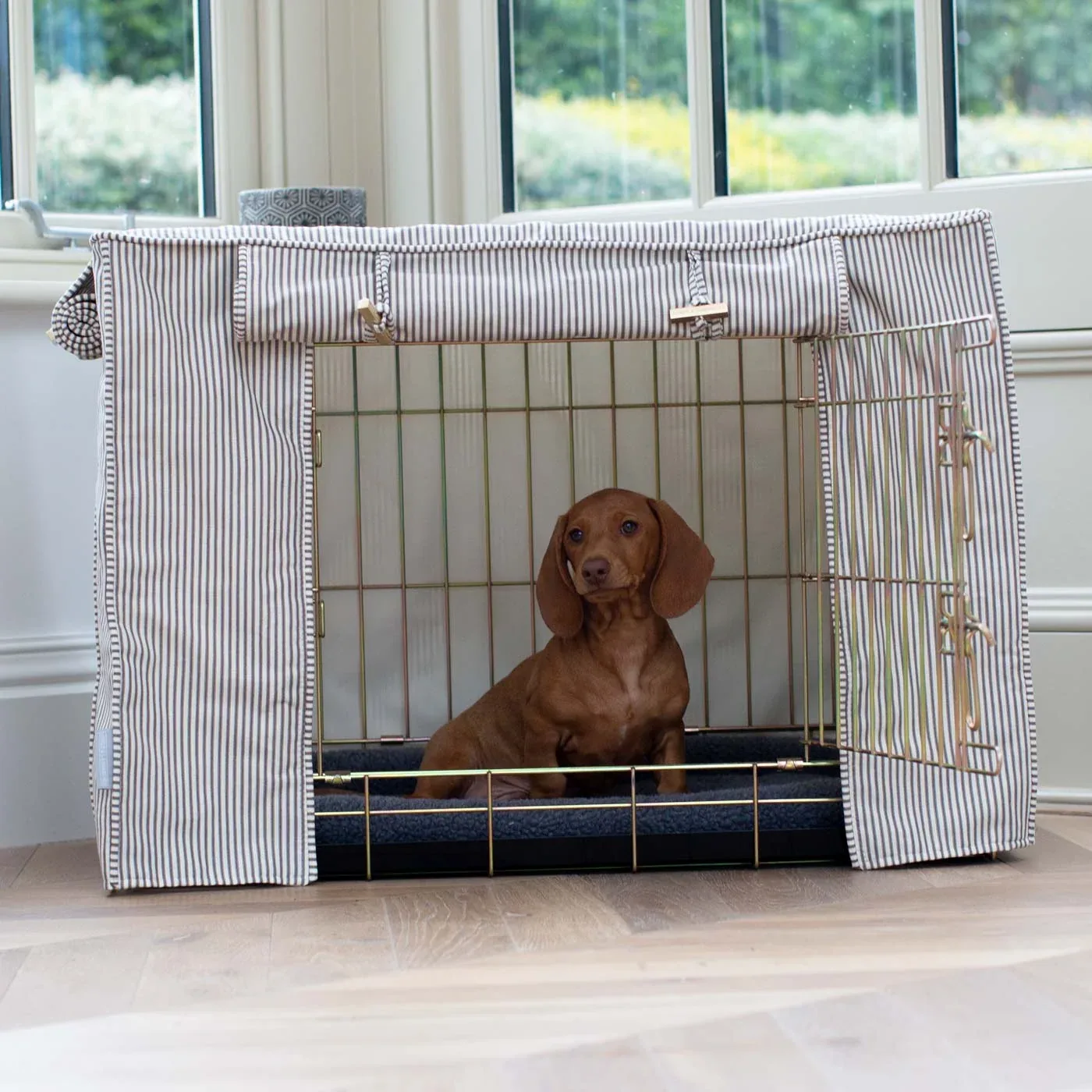Dog Crate with Crate Cover in Regency Stripe by Lords & Labradors - Image 2