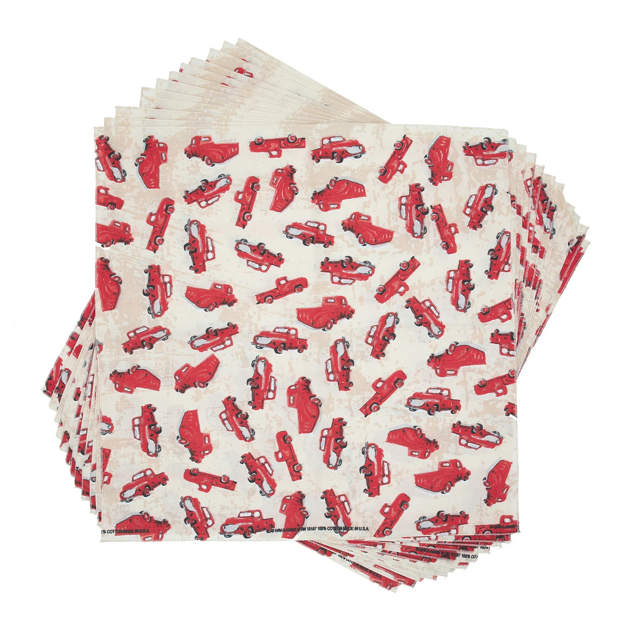 Red Trucks Dog Bandana, 22 inch, 12 Pack