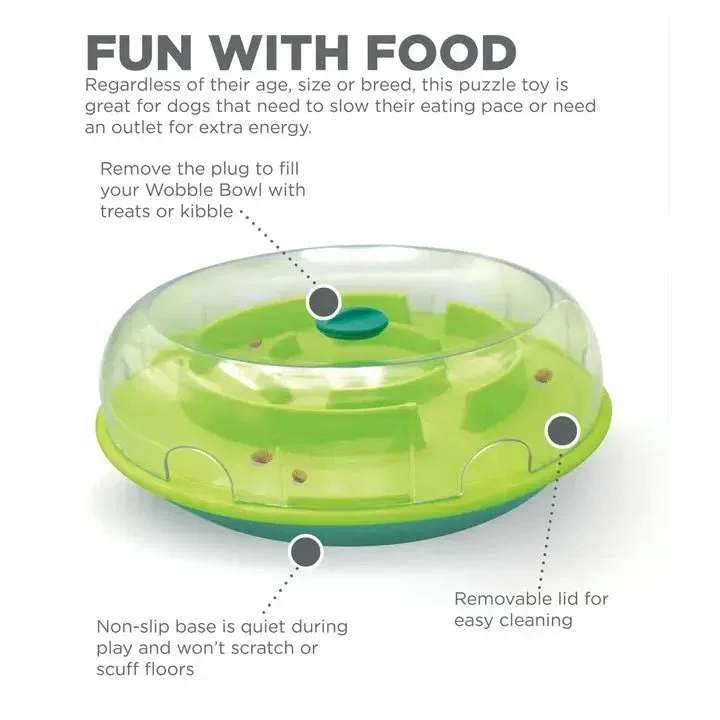 Nina Ottosson Wobble Slow Feeder Bowl Dog Game Blue/Green - Image 2