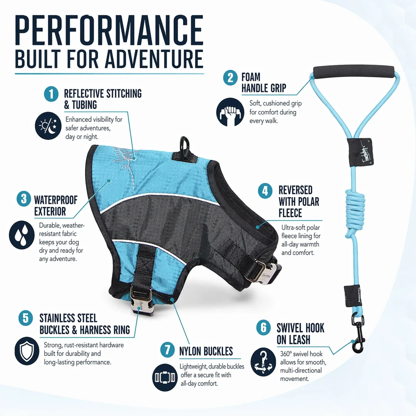 Touchdog ® 'Reflective-Max' 2-in-1 Performance Dog Harness and Leash - Image 2