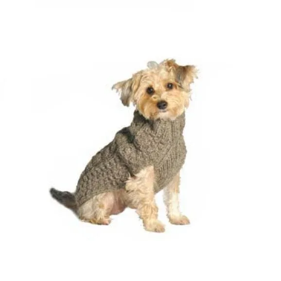 Gray Cable Knit Dog Sweater - Image 2