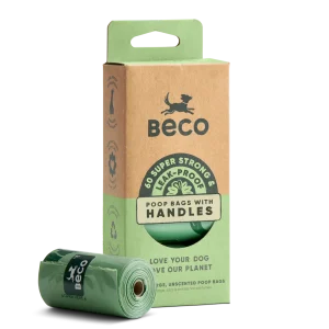 Beco Poop Bags Unscented with Handles - 60 bags on rolls